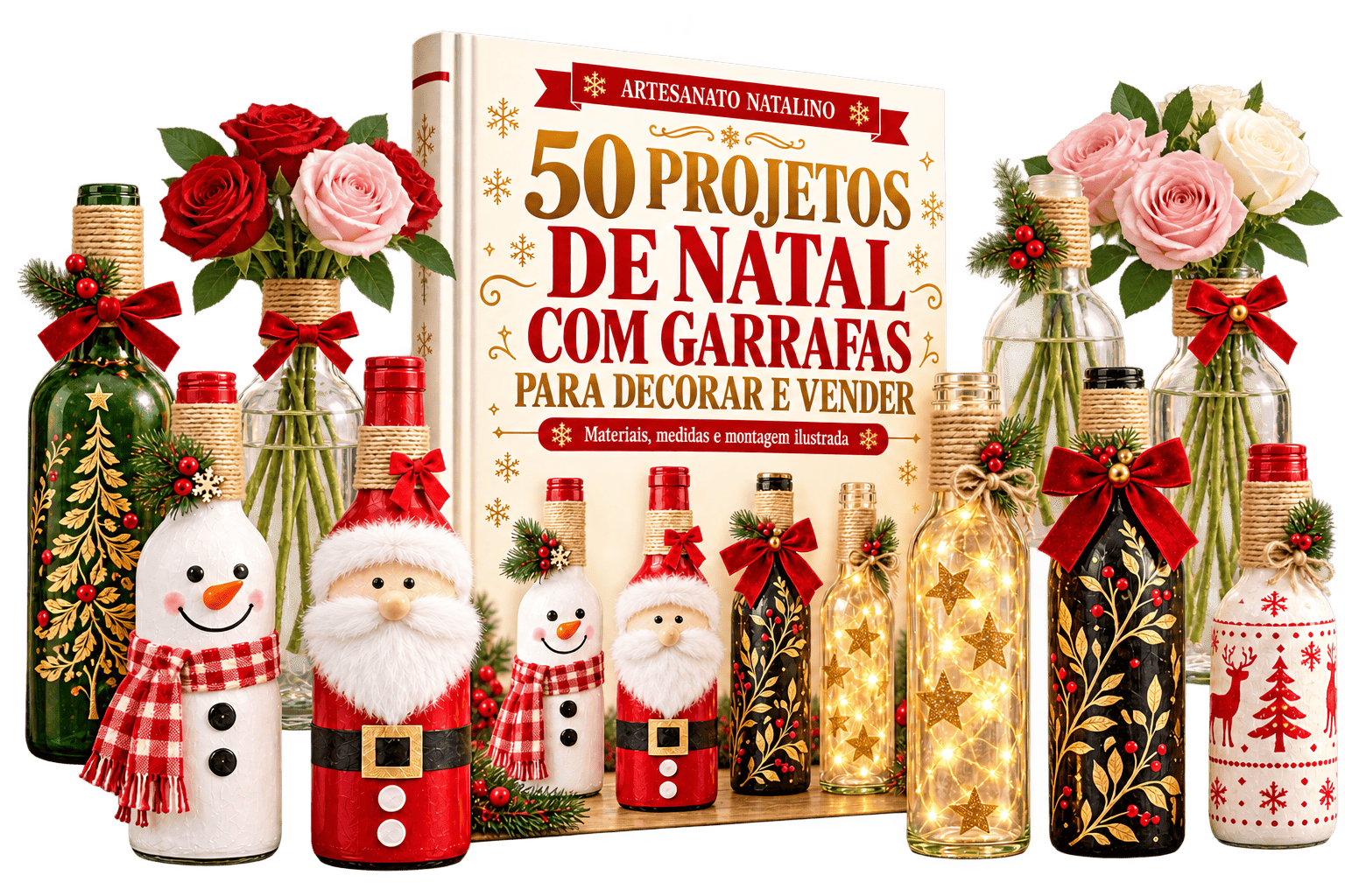 Mockup do ebook 50 Projetos de Natal com Garrafas